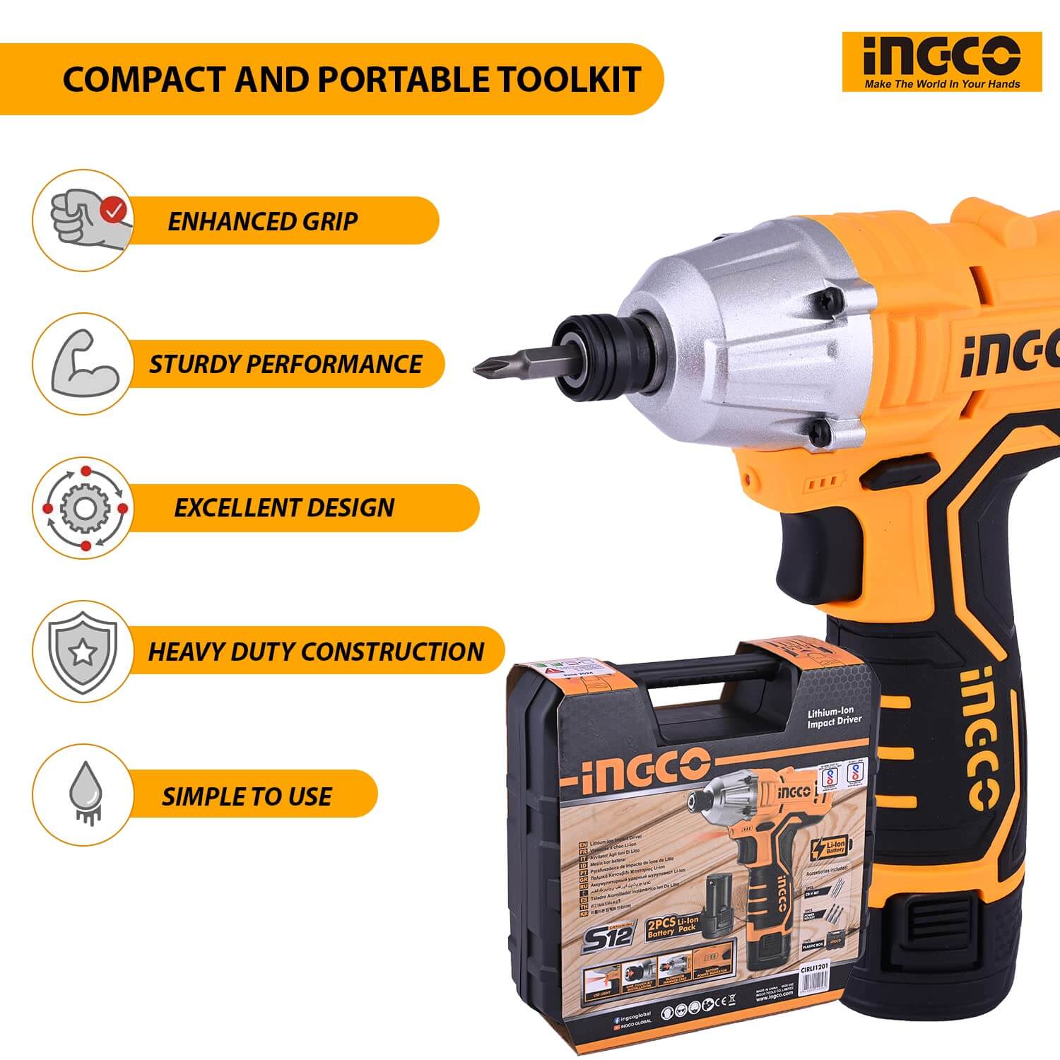 Ingco Cirli Li Ion Cordless Impact Driver High Performance Tool