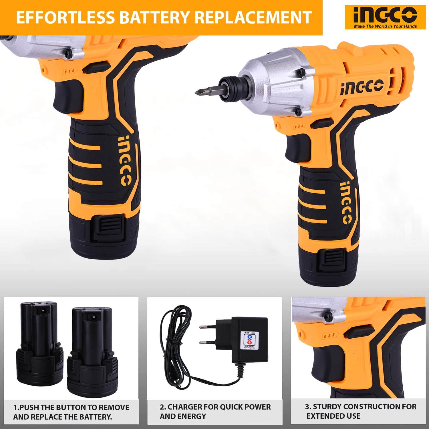 INGCO CIRLI1201 Liion Cordless Impact Driver High Performance Tool