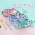 Picture of Transparent butterfly printing girl stationery box pencil bag multi-functional large-capacity portable student pencil storage bag