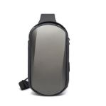 Picture of BANGE BG-7256 Men's Chest Bag Waterproof Sling Bag EVA Shell Crossbody Shoulder Bag with USB Charging Port for Casual Hiking Camping Travel