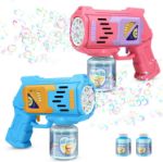Picture of Yuhongchi bubble Tale Bubble Guns Bubble Machine for Kids Bubble Blower with 10-Hole Wands & LED Light Bubble Maker Kids Birthday Gifts 