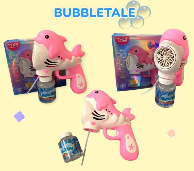 Picture of Yuhongchi bubble Tale Dolphin Bubble Guns Bubble Machine for Kids Bubble Blower with 10-Hole Wands & LED Light Bubble Maker Kids Birthday Gifts 