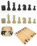 Picture of Xinliye 3-in-1 15 Inch Wooden Folding Chess & Checkers Set 6cm Height King Chess Wood Board Games Kids Educational Toys