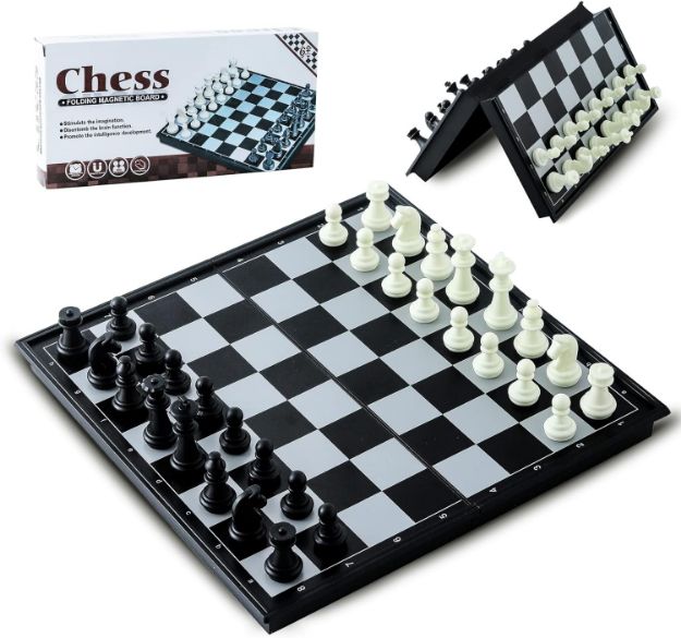Picture of Folding Magnetic Chess Board Portable Chess Set Travel Chess Set Gifts for Kids and Adult