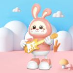 Picture of Rabbit Guitarist Cute Musician