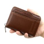 MenBense RFID Card Holder Men Zipper Closure Money Bag Short Purse Credit Card Holder