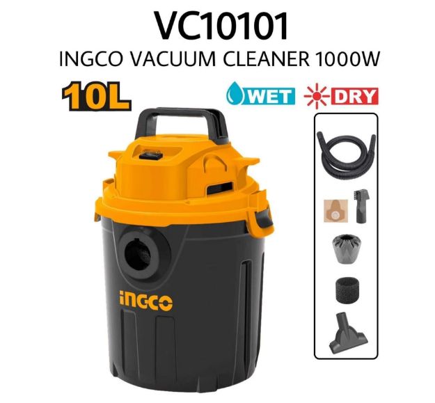 Ingco VC10101 Wet & Dry Vacuum Cleaner 1000W 10 Liters