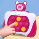 Strawberry Bear Push Puzzle Pop-Up Toys with Music and Light for kids Stress Relief 