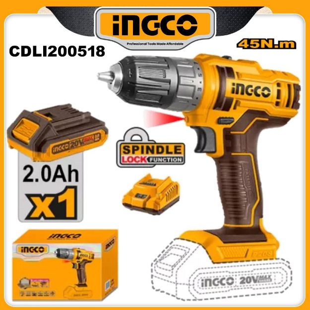 Ingco CDLI200518 20V Cordless Drill - 45Nm Torque