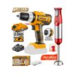INGCO COSLI22112 LITHIUM-ION CORDLESS IMPACT DRILL 20V WITH BATTERY & CHARGER & GET CORDLESS HAND BLENDER