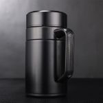 Stainless Steel Coffee Cup With Handle Lid Vacuum Flask For Office Travel, 400ml