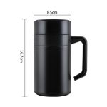 Stainless Steel Coffee Cup With Handle Lid Vacuum Flask For Office Travel, 400ml