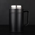 Stainless Steel Coffee Cup With Handle Lid Vacuum Flask For Office Travel, 400ml