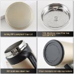 Stainless Steel Coffee Cup With Handle Lid Vacuum Flask For Office Travel, 400ml