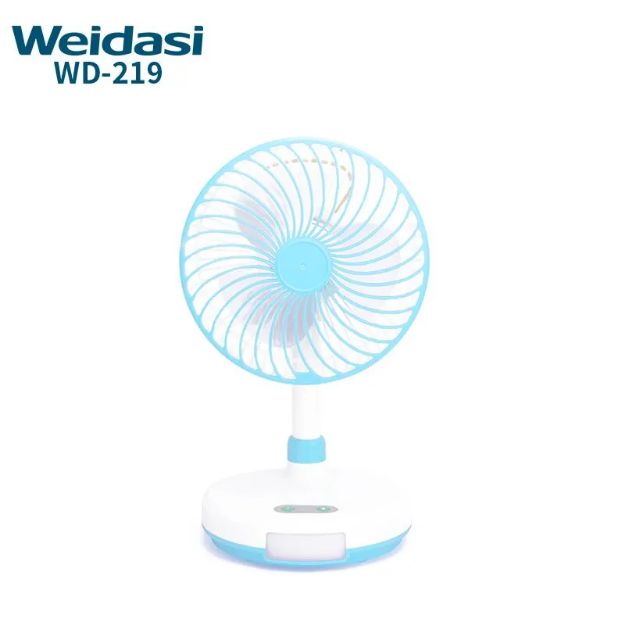 WEIDASI WD-219 2400mAh Rechargeable 7.5" Desk Fan with LED Light