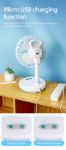 WEIDASI WD-219 2400mAh Rechargeable 7.5" Desk Fan with LED Light