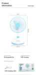 WEIDASI WD-219 2400mAh Rechargeable 7.5" Desk Fan with LED Light