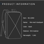 BANGE 22092 Anti-Theft Slim Hardshell Business Laptop Backpack