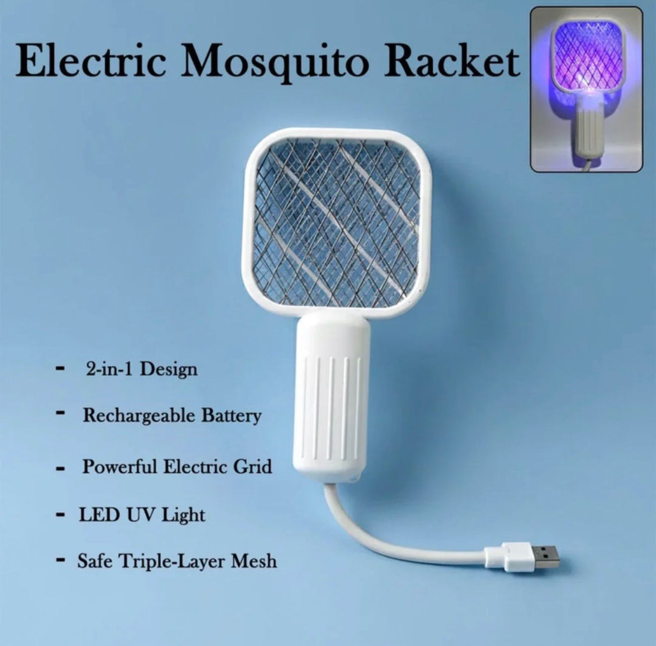 Gecko USB Mosquito Killer Racket & UV Lamp-airDeal.com.bd