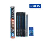 Doms Fusion X-Tra Super Dark Triangular Graphite Pencil-10pcs with Free Eraser & Sharpener