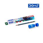 Doms Fusion X-Tra Super Dark Triangular Graphite Pencil-10pcs with Free Eraser & Sharpener