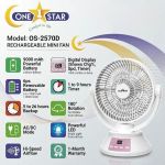 one-star-os-2570d-9000mah-mini-rechargeable-fan-with-digital-display