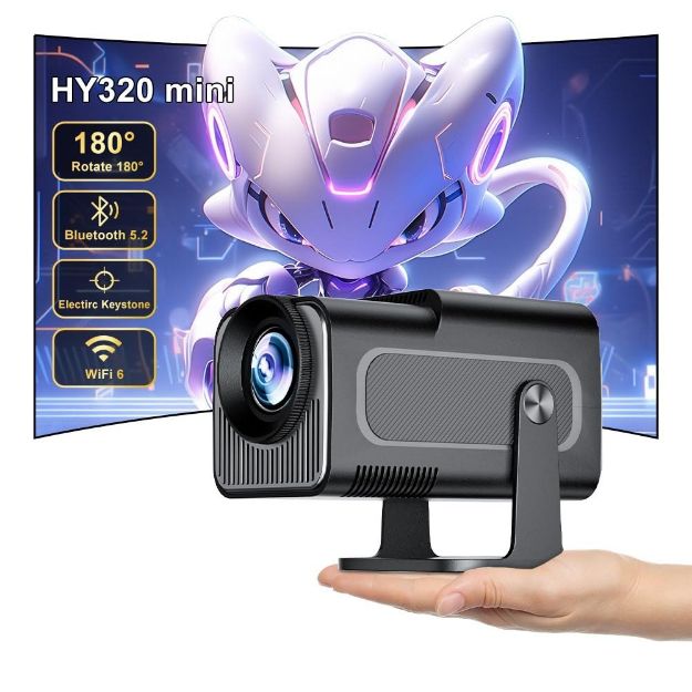 Picture of HY320 Mini Smart Android 13 Full HD Projector with 180° Rotatable Stand & Auto Keystone