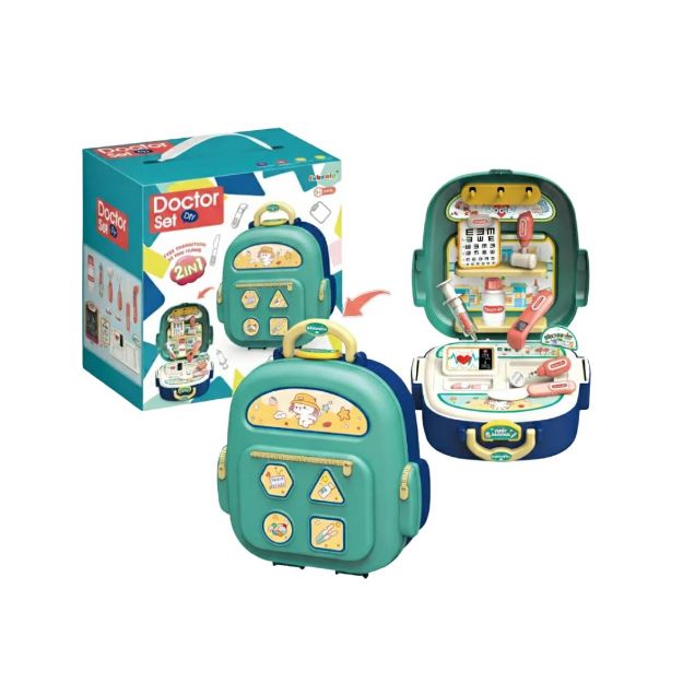 2-in-1 Doctor Set Backpack Kids Pretend Medical Play Kit