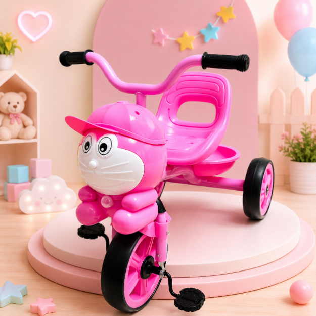 Picture of Kids Cartoon Tricycle – Stable 3-Wheel Baby Ride-On with Basket